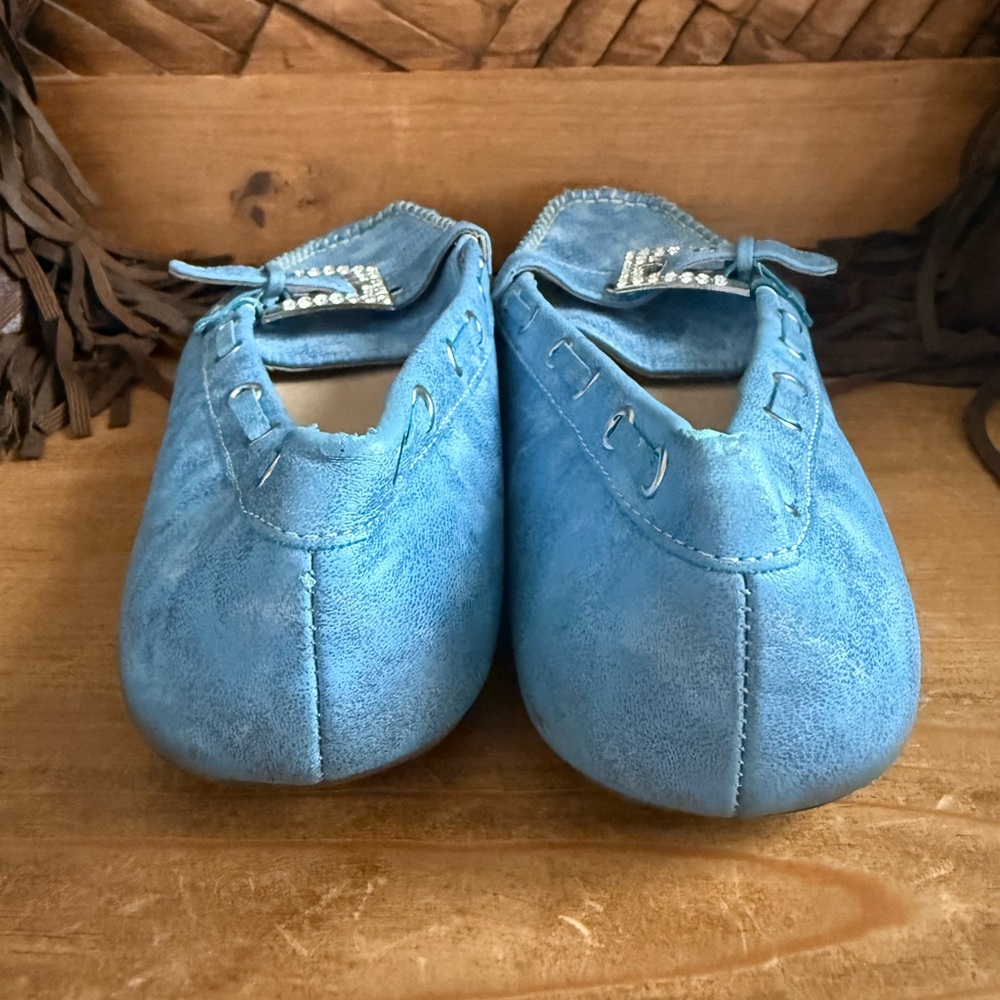 Natures Breeze Blue Loafers With Rhinestone Buckles Size 9 - Picture 5 of 7